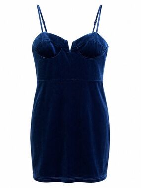 NWT Lulus Josy Navy Blue Velvet Bodycon Mini Dress - L